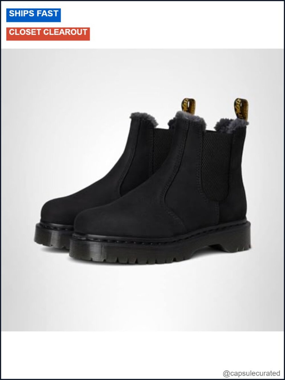 Water-Resistant Milled Nubuck Chelsea Boot with Faux Fur Lining
